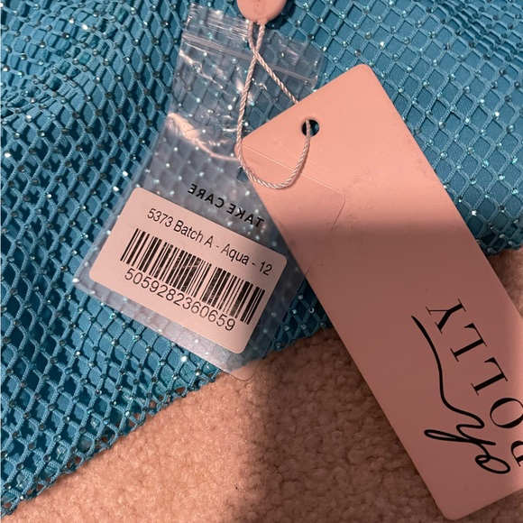 Oh Polly La Quinta embellished rhinestone cutout mini dress aqua NWT - Picture 8 of 8